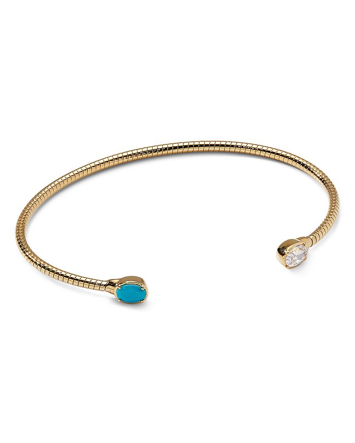 Nadri 18K Gold Plated Cubic Zirconia Stone Flex Cuff Bracelet