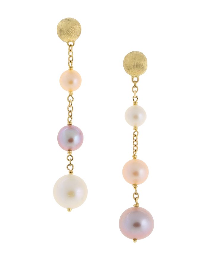 Shop Marco Bicego 18k Yellow Gold Africa Pearl Cultured Freshwater Pearl Drop Earrings In Multi/gold