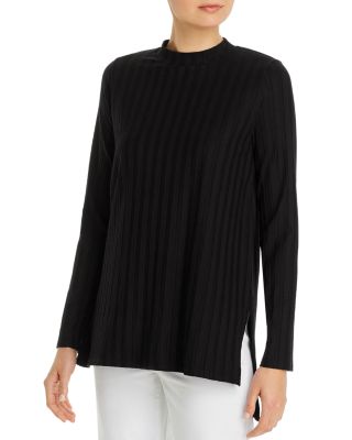 Eileen Fisher Ribbed Mock Neck High/Low 