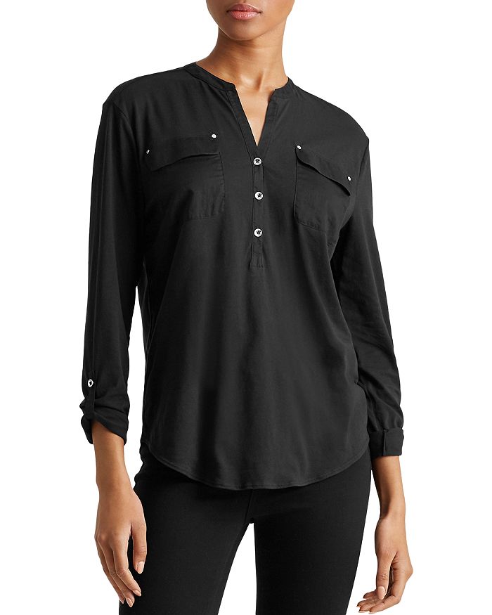 Ralph Lauren Lauren  Henley Shirt In Polo Black
