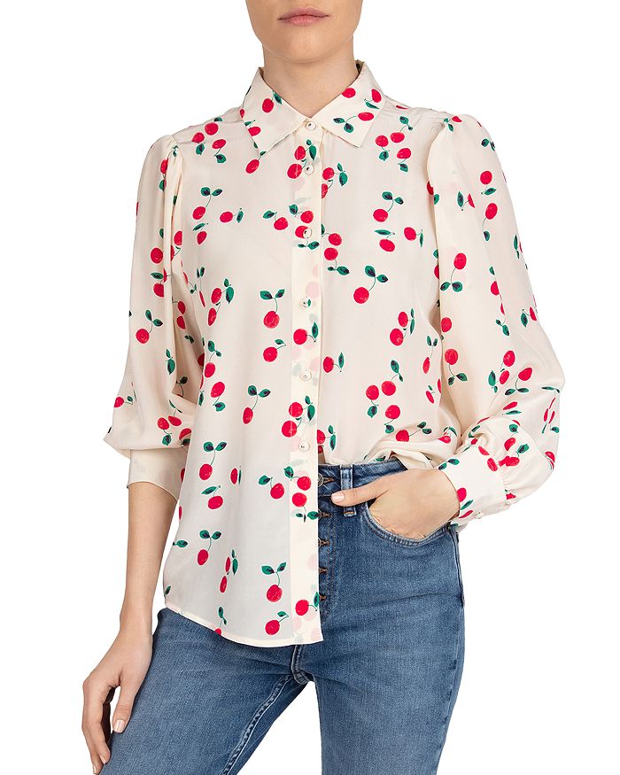 THE KOOPLES NAIVE SILK CHERRY PRINTED BLOUSE,FCCL20051K