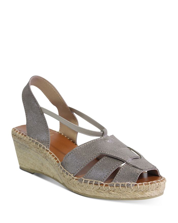 Andre Assous Andres Assous Women's Dorit Strappy Espadrille Wedge Sandals In Pewter Suede