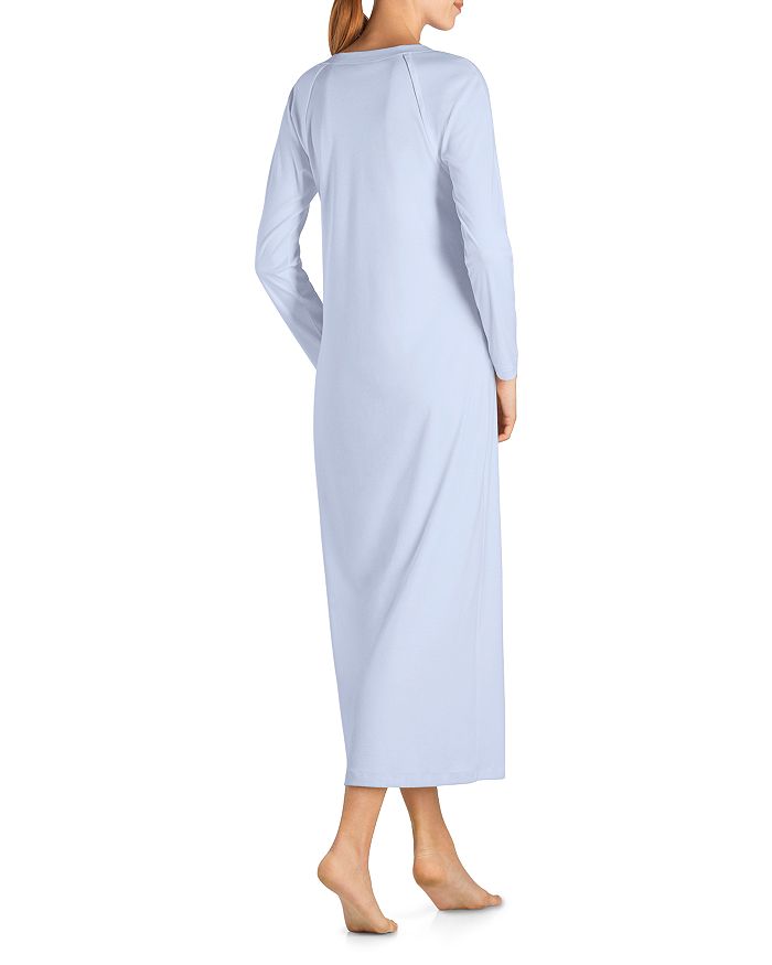 Shop Hanro Pure Essence Long Sleeve Gown In Blue Glow