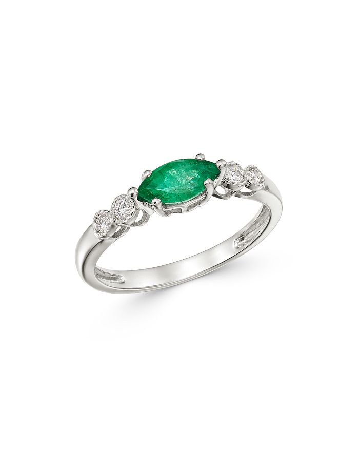 Bloomingdale's Emerald & Diamond Ring In 14k White Gold - 100% Exclusive In Emerald/white