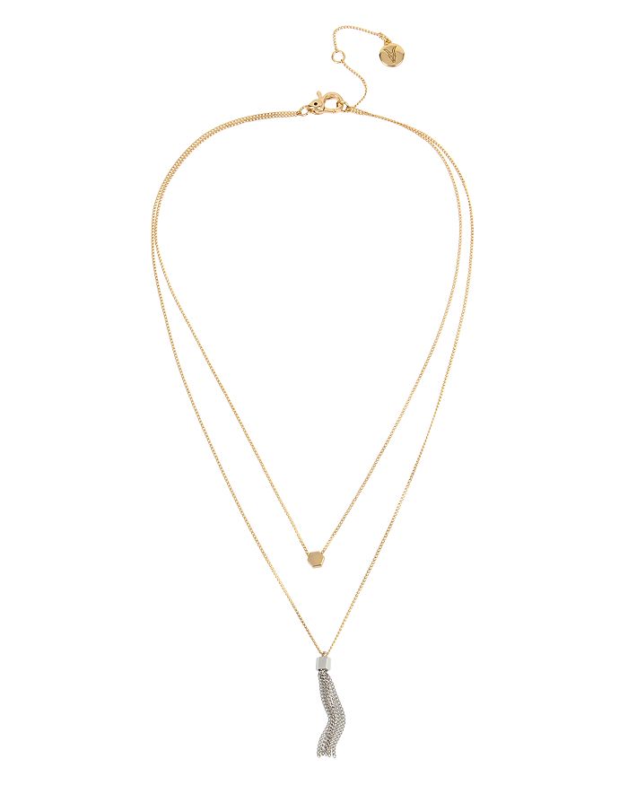 ALLSAINTS TWO-TONE HEXAGON & CHAIN TASSEL LAYERED NECKLACE, 15-17,298969MUL969