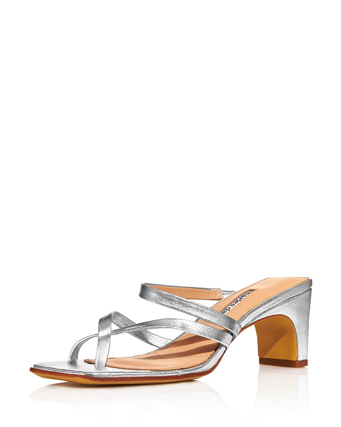 Charles David Women's Henry Strappy Mid-heel Sandals In Silver Leather