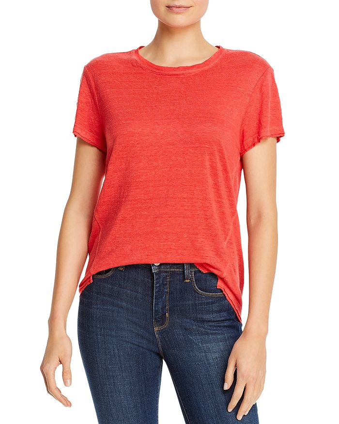 Frame Easy True Organic Linen Tee In Cherry