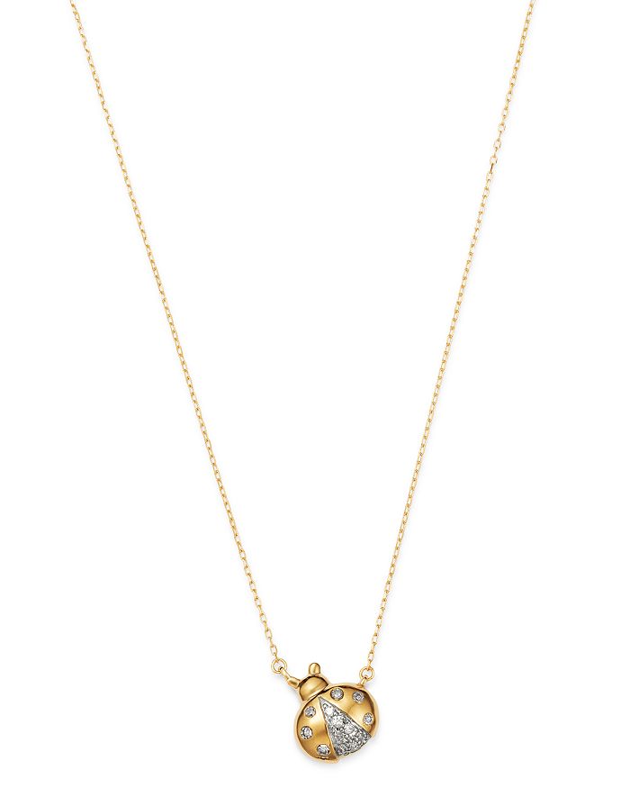 Adina Reyter 14k Yellow Gold Garden Diamond Pave Lady Bug Pendant Necklace, 15-16 In White/gold