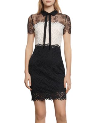 Sandro Rozen Two-Tone Lace Mini Dress | Bloomingdale's