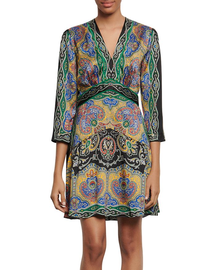 Sandro Rayan Short Printed Dress Bloomingdale s