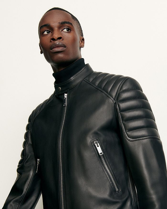 Sandro Men's Biker Leather Jacket - Black - Size x Large