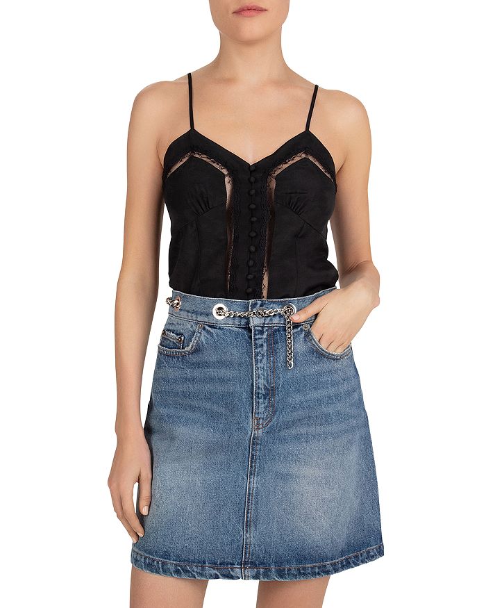 THE KOOPLES IN MOTION LACE TRIM CAMISOLE TOP,FTOP20026K
