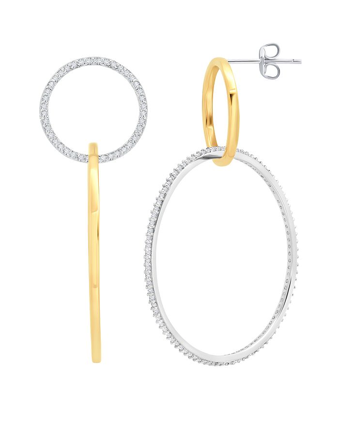 Crislu Cubic Zirconia Interlocking Hoop Drop Earrings In Gold/silver