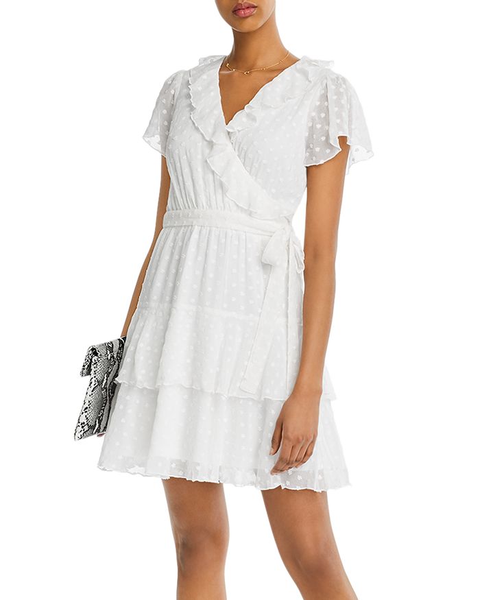 Aqua Clip-dot Faux-wrap Dress - 100% Exclusive In White