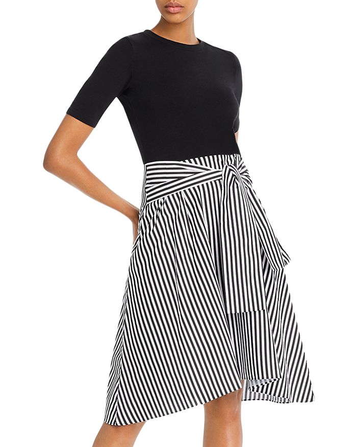 Aqua Striped Tie-waist Dress - 100% Exclusive In Black Striped