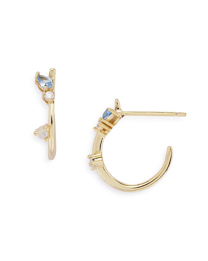 Argento Vivo Cubic Zirconia & Stone Huggie Hoop Earrings In Gold/blue