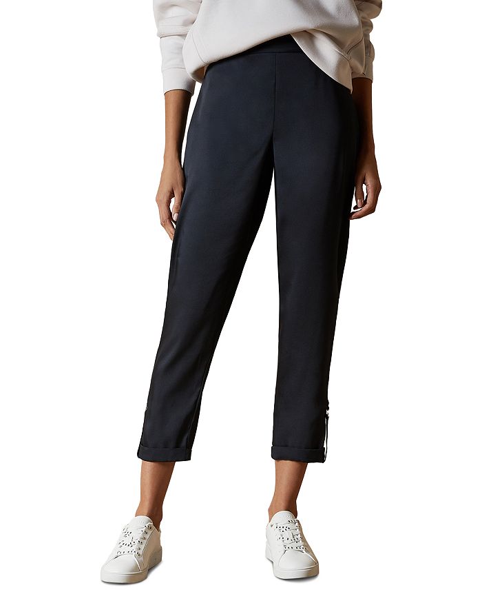 Ted Baker Ilaria Roll-tab Cropped Jogger Trousers In Blue