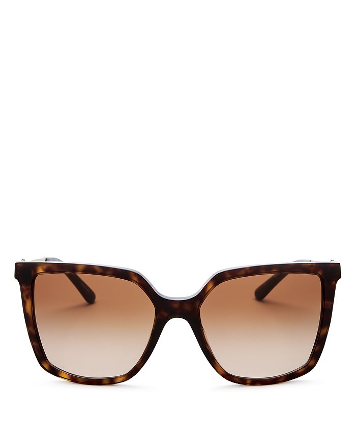 Tory Burch Women's Square Sunglasses, 55mm In Dark Tortoise/dark Brown Gradient