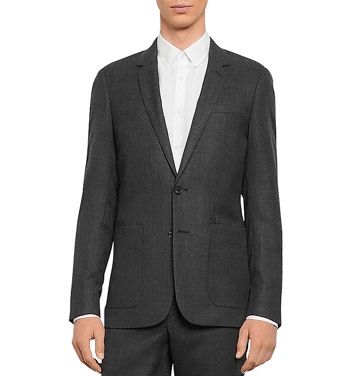 Sandro Legacy Gray Slim Fit Suit Jacket In Mocked Gray