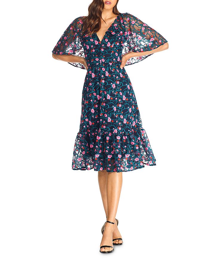 DRESS THE POPULATION DRESS THE POPULATION VIRGINIA FIT-AND-FLARE EMBROIDERED DRESS,DDR461-K201