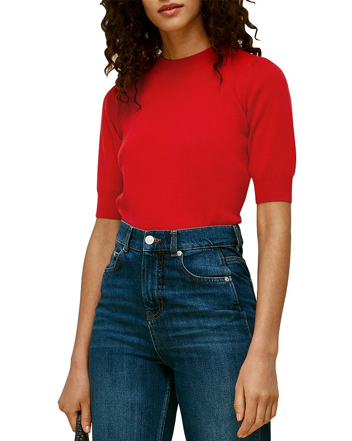 Whistles Puffed Short Sleeve Knit In Red