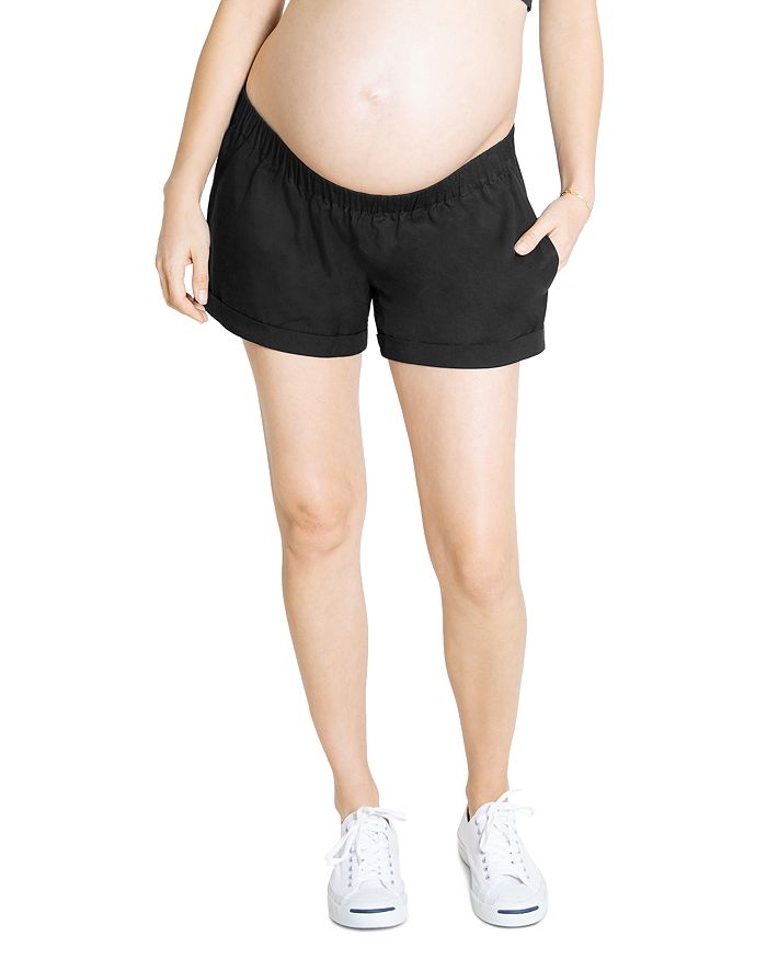Shop Ingrid & Isabel Elastic-waist Maternity Shorts In Black
