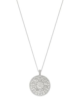 Bloomingdale's Diamond Medallion Pendant Necklace in 14K White Gold, 2. ...