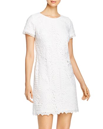 KARL LAGERFELD PARIS Short-Sleeve Lace Dress | Bloomingdale's