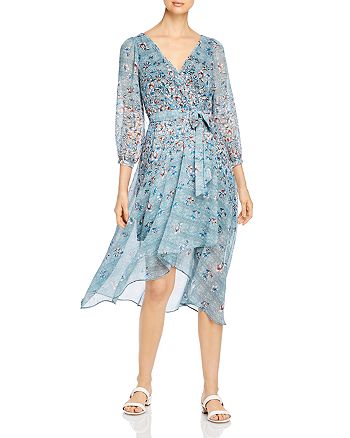 Karl Lagerfeld Paris Floral Print Faux Wrap Midi Dress Bloomingdale S