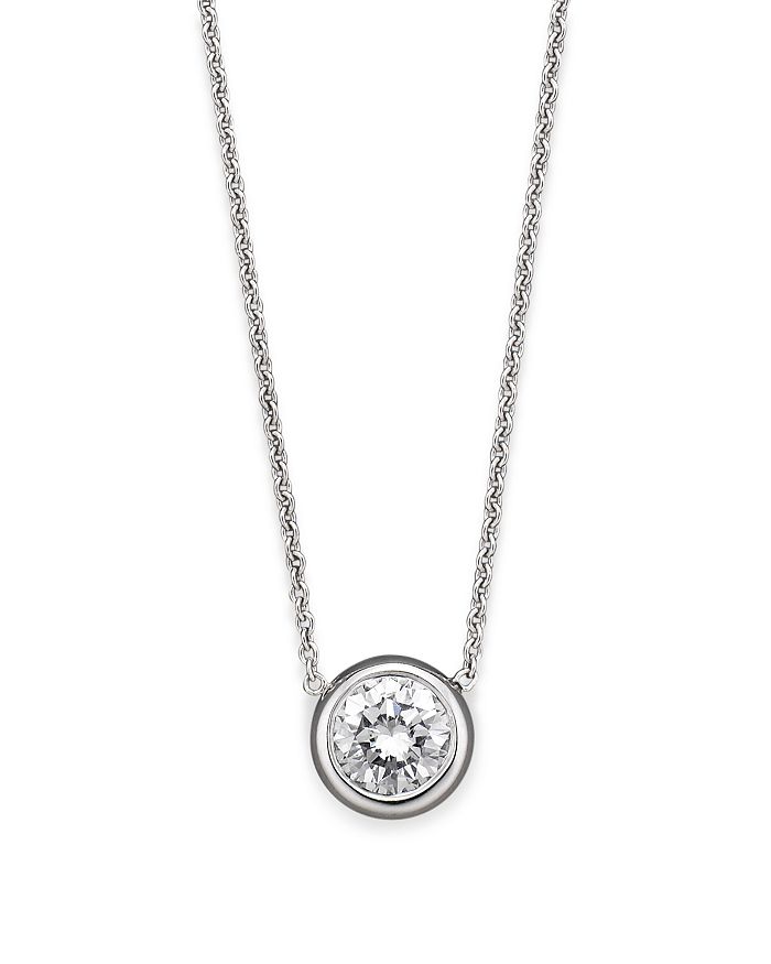 Roberto Coin 18K White Gold Small Diamond Open Circle Pendant Necklace