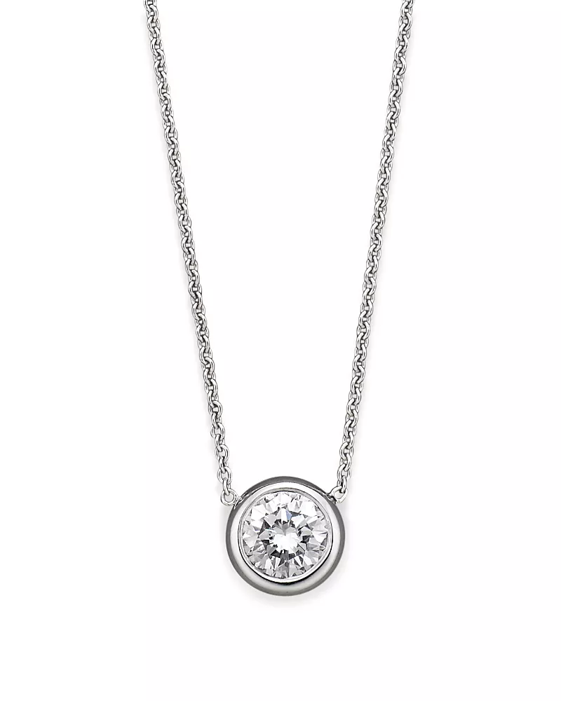 Roberto Coin 18K White Gold Bezel Diamond Solitaire Pendant, 16 - Exclusive
