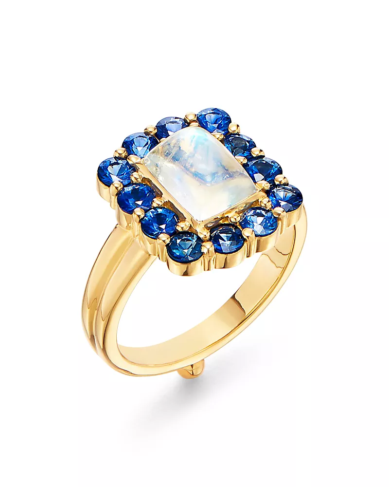 Temple St. Clair 18K Yellow Gold Color Theory Moonstone & Blue Sapphire Ring