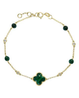 Bloomingdale's Fine Collection - Malachite & Diamond Chain Bracelet in 14K Yellow Gold - Exclusive