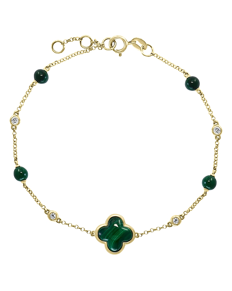Bloomingdale's Fine Collection Malachite & Diamond Chain Bracelet in 14K Yellow Gold