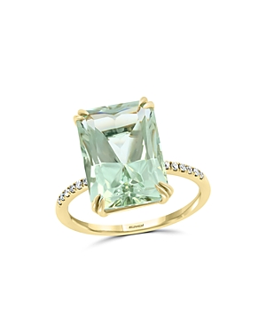 Photos - Ring Bloomingdale's Prasiolite & Diamond  in 14K Yellow Gold - 100 Exclusiv