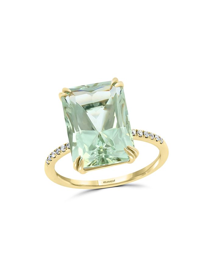 Bloomingdale's Prasiolite & Diamond Ring In 14k Yellow Gold - 100% Exclusive In Green/gold
