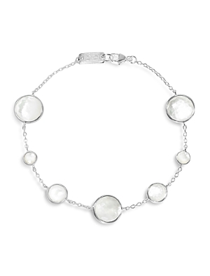 Shop Ippolita Sterling Silver Lollipop Mother-of-pearl & Clear Quartz Crystal Doublet Chain Bracelet In White/silver