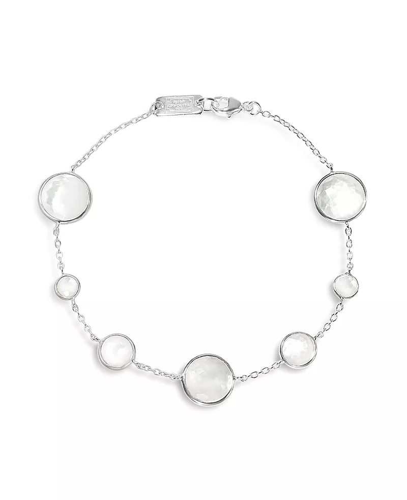 Ippolita Sterling Silver Lollipop Mother-of-Pearl & Clear Quartz Crystal Doublet Chain Bracelet