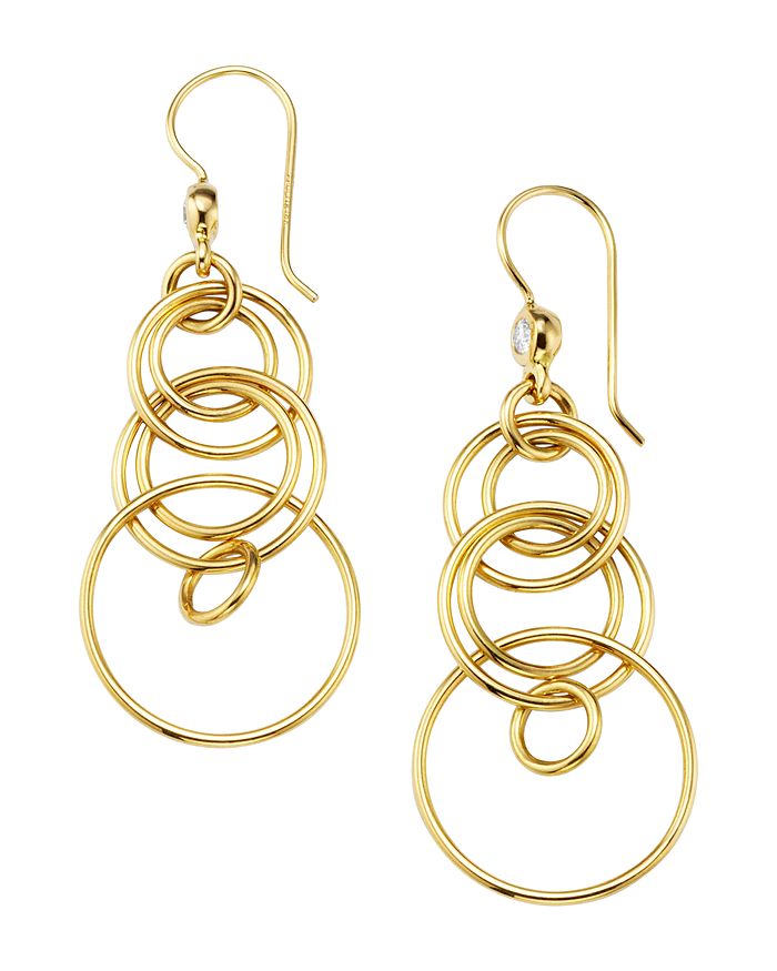 Shop Ippolita 18k Yellow Gold Classico Diamond Multi-ring Drop Earrings In White/gold