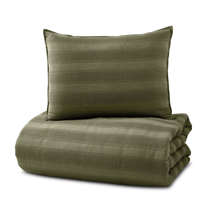 Dkny Pure Avenue Stripe Comforter Set, King In Olive