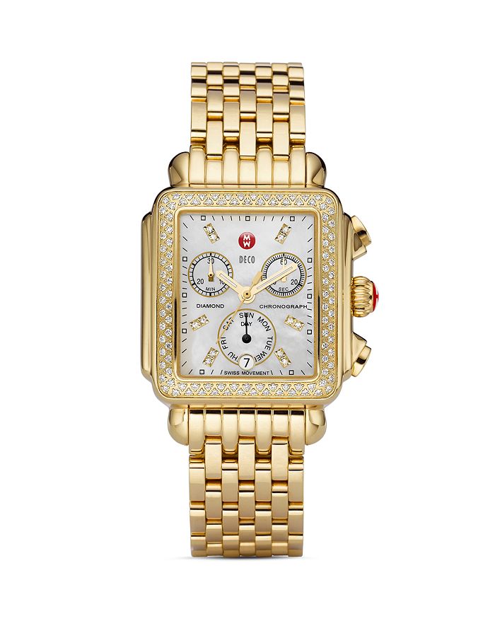 Michele Deco Chronograph, 33mm In White/gold