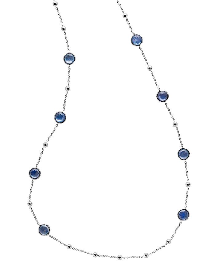 Shop Ippolita Sterling Silver, Rock Candy Mother-of-pearl, Lapis & Clear Quartz Triplet Statement Necklace, 38 In Blue/silver