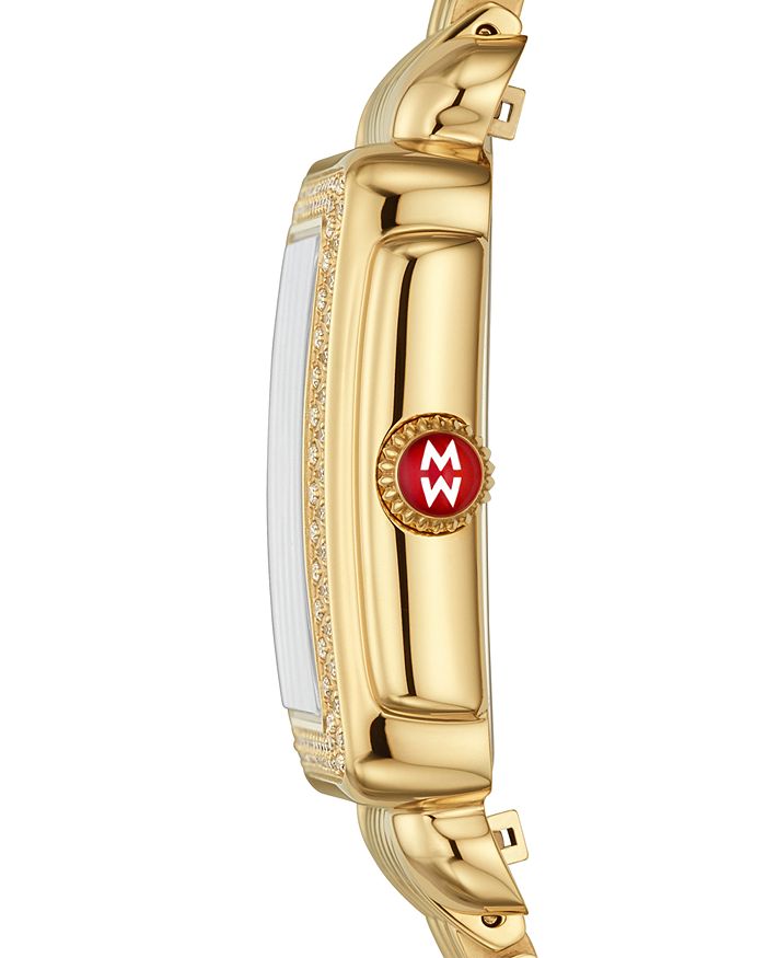 Shop Michele Deco Madison Mid Watch, 29mm In White/gold