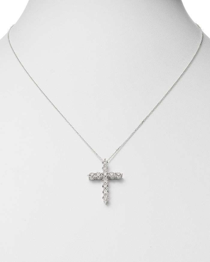 Shop Bloomingdale's Diamond Cross Pendant Necklace In 14k White Gold, 2.0 Ct. T.w. - 100% Exclusive