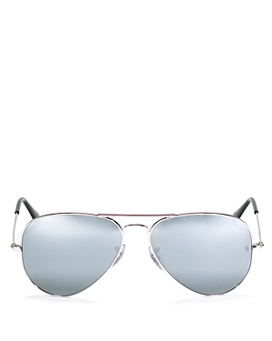 Ray Ban Ray-ban Unisex Original Brow Bar Aviator Sunglasses, 58mm In Silver/silver Mirror