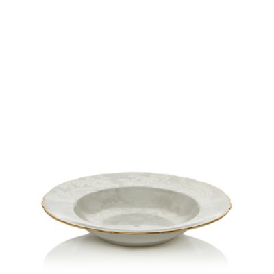 Aves Pearl/Gold Rim Soup Bowl