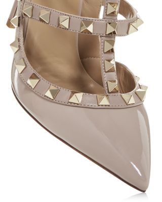 Women&#39;s Rockstud Cage Leather Pumps with Studs