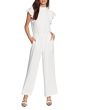 1.state Flutter-sleeve Mock Neck Jumpsuit In Soft Ecru