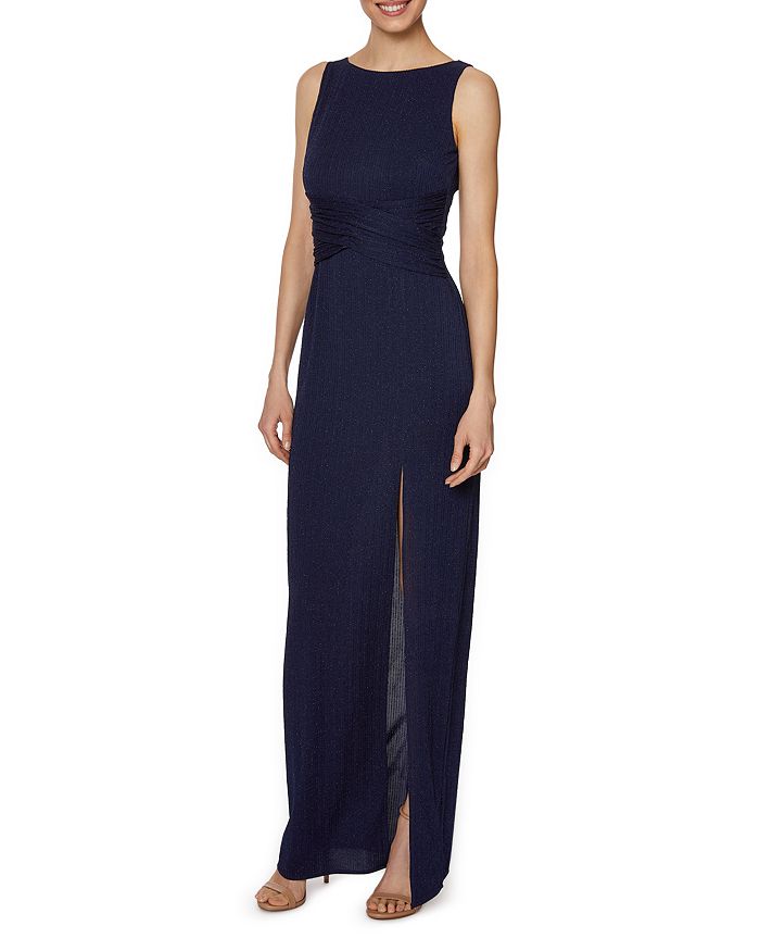 Laundry By Shelli Segal Sparkled Textured Gown In Navy | ModeSens