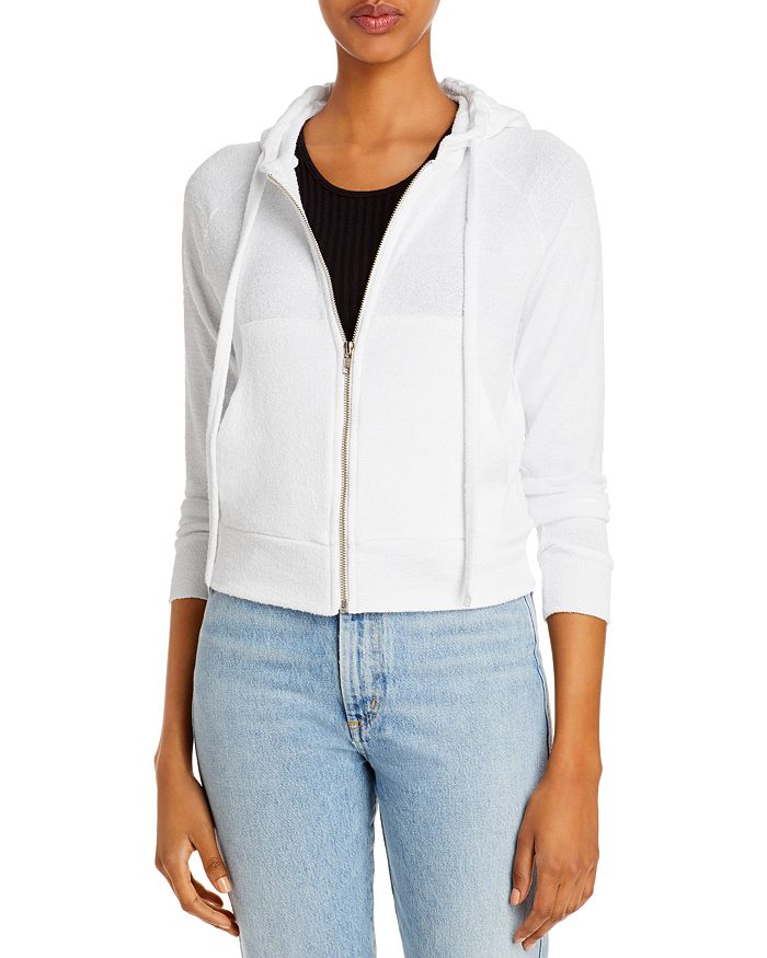 Enza Costa Boucle Zippered Hoodie In White ModeSens